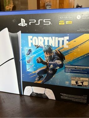 Sony PS5 Fortnite Bundle - White Console with Blue & Yellow Artwork